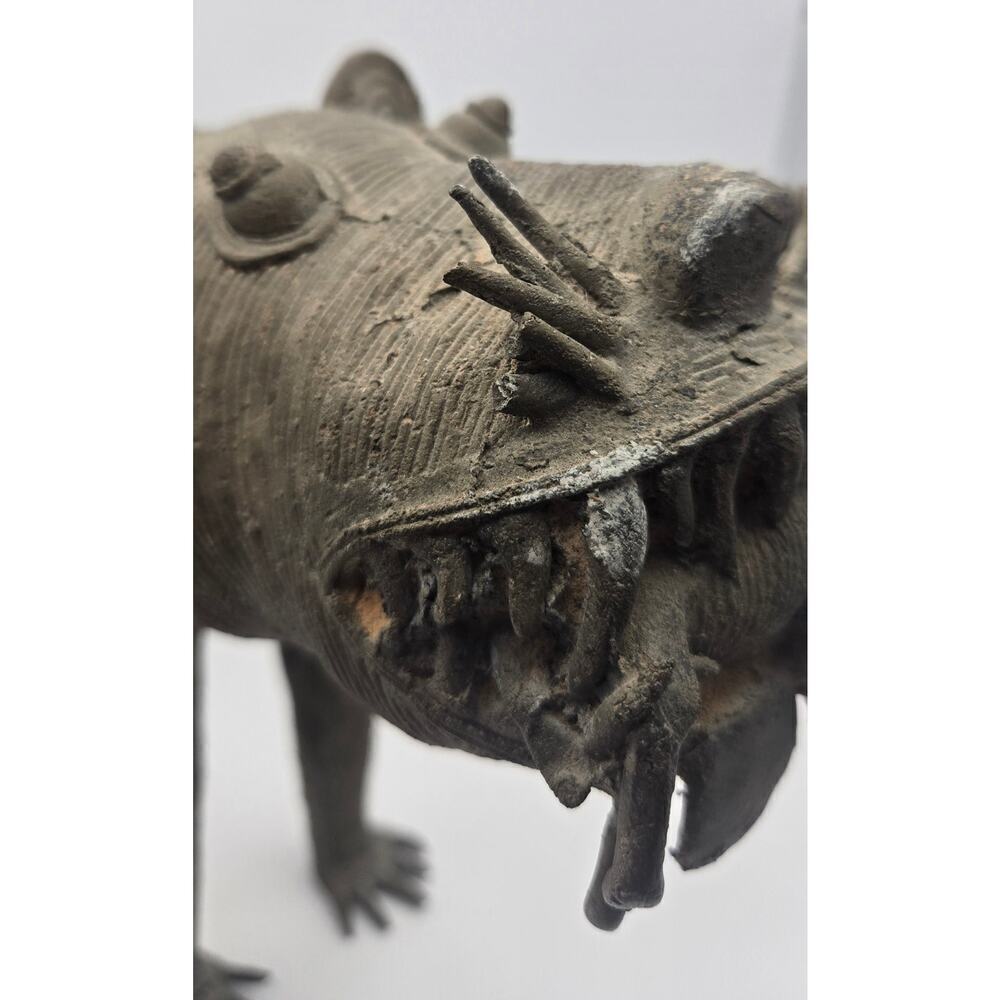 VTG African Rare Vintage Bronze Benin Tiger/Warthog Sculpture - Picture 12 of 15